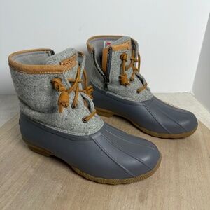 Sperry Top Sider Duck Boots Womens 6 Gray Wool Thinsulate Waterproof